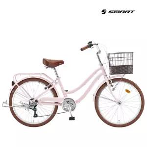 스마트 24클라라 알루미늄 시티자전거 2026년 (24인치/ 시마노7단/ 바구니/짐받이/흙받이)