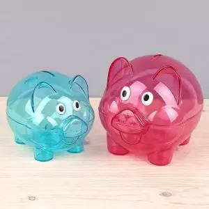인테리어 디자인 컬러 투명 꿀꿀이 돼지 저금통(대)