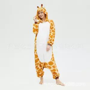 동물잠옷 캐릭터 잠옷 동물 플리스 올인원 기린 남녀 홈웨어 긴팔 심쿵신상