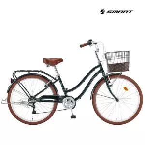 스마트 26클라라 알루미늄 시티자전거 2026년 (26인치/ 시마노7단/ 바구니/짐받이/흙받이)