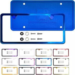 실리콘 백가드 투 홀 슬림 번호판 크롬 알루미늄 온 커버 스테인리스 프레임 T304 않는 전기도금 미러
