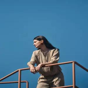 닥스 여성 26SS 라이트카키 라운드 셔링 자켓 DLJA6B406K1