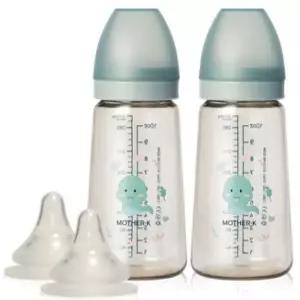 마더케이 베이직 PPSU 뱀뱀 젖병 민트 280ml(무꼭지)X2+ 3단계 젖꼭지 2개