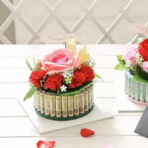 플라워 케익 용돈박스 레드 어버이날 생신 현금선물 부모님 서프라이즈 이벤트 봉봉샵