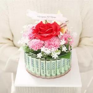 플라워 케익 용돈박스 핑크 어버이날 생신 현금선물 부모님 서프라이즈 이벤트 봉봉샵
