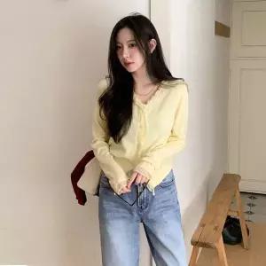 [신세계라이브쇼핑][옷자락] 여자 여리핏 프릴 레이스 브이넥 비스코스 가디건