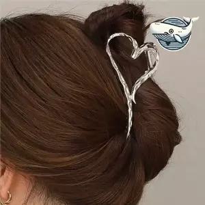 하트형 메탈 집게핀 여성용 세련된 올림머리 실핀 헤어집게