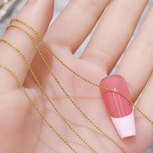 마이크로 비드 체인 네일 아트 장식 실버 골드 50cm 볼  매니큐어용 무취 호환 손발용