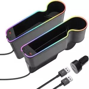 Keketuohai 7 컬러 LED 카시트 갭 정리함 고속 채우기 그레이 충전기 56W 앰비언트 측면 Andriod 다기능