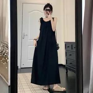 [유야]여성 뒷트임 리본 나시 롱원피스 휴양지 -EOP0602- 빅사이즈 루즈핏 오버핏 여름