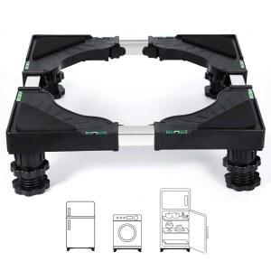 Nefish 미니 냉장고 스탠드 범용 높이 조절 가능한 냉장고 스탠드, 1 2m 4피트 강한 세탁기 받침대 건조기용 다기능 베이스 블랙