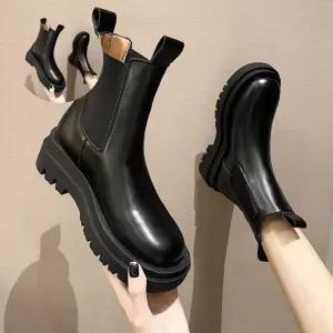 털단화 와플 통굽 기모안감 여자신발 겨울 첼시부츠 털신