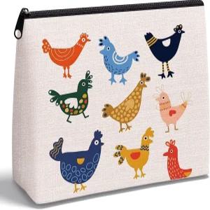 여성을 위한 치킨 선물 - 농장 농가 메이크업 가방 화장품 지퍼 파우치