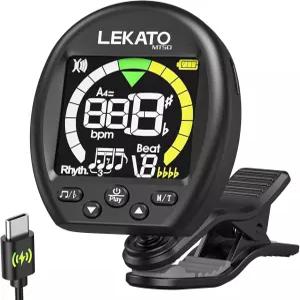 LEKATO 3 in 1 기타 튜너 클립 풀 연습 일렉트릭 있는 우쿨렐레 적합 톤 바이올린 메트로놈 첼로 컬러 성능