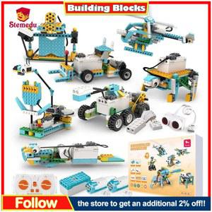 STEM 교육용 빌딩 블록 세트 프로그래밍 가능 로봇 키트 첨단 기술 브릭 스팀 퍼즐 조립 키트 어린이 조기 과학 학습용