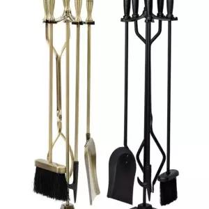 벽난로 집게 삽 장작 야외 화덕 브러시 오븐 단철 아궁이 4 선반 세트