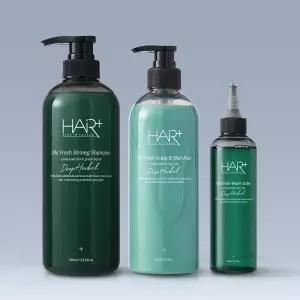 헤어플러스 오프레시 스트롱 샴푸 700ml + 스캘프 앤 헤어팩 500ml + 워터 스케일러 200ml 두피 헤어케어 3