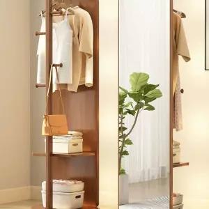 회전 원목 옷걸이 드레스룸 수납 행거 거울 옷 옷장 스탠드 정리 전신