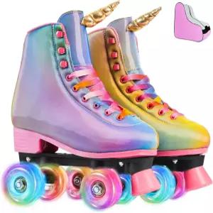 여성용 레비템프 롤러스케이트 남성 라이트업 휠 5 PU 로우 디자인 가죽 10 더블 신발 가방 하이탑 사이즈