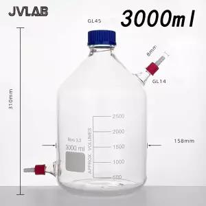 3000ml 고붕규산 유리 생물학적 병 실험실 산업용 스크류 캡 포함 사료 공급 및 샘플링용 JVLAB 시리즈