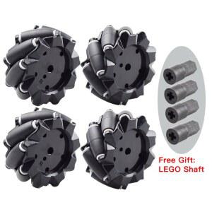 레고잉 스마트 카 로봇 부품용 메카넘 휠, 범용 무지향성 휠, DIY 빌딩 블록, 타이어 장난감, 80mm, 세트당 4