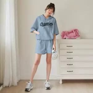 [핑크시슬리] SET/브루클린 바스락 후드 스트링 4부 트레이닝세트