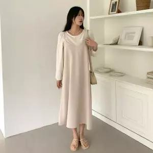 여자 드레스 U넥 시폰 코르셋 벌룬 세트