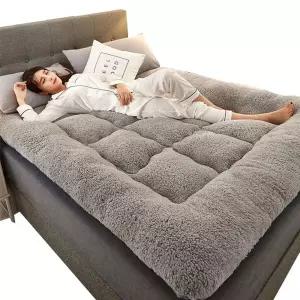 양털 토퍼 램스울 회색 자가발열 90x190 매트리스 겨울