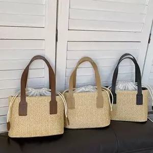 데일리 미니 라탄 배색 속가방포함 스트랩 크로스백Y