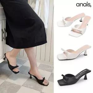 [하프클럽/]리본 스퀘어토 뮬 슬리퍼 7cm_26S231