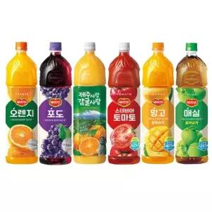 1.5L 과즙음료 6종 혼합 각 1페트 / 제주사랑 감귤사랑 + 델몬트 오렌지 + 포도 + 토마토 + 망고 + 매실