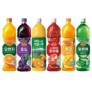 1.5L 과즙음료 6종 혼합 각 1페트 / 제주사랑 감귤사랑 + 델몬트 오렌지 + 포도 + 토마토 + 망고 + 알로에