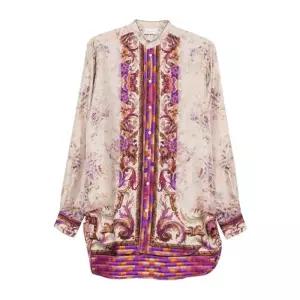 플로럴 콘트라스트 트림 실크 셔츠 ALOESCML11185 101517868