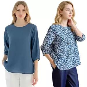 [셀러허브 패션]쿨리엔 여성 여름 인견 7부 셔링소매 블라우스 빅사이즈 (48719117)