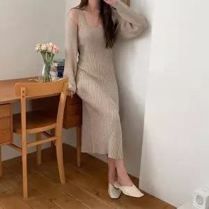 [다잇템]여자 페미닌 니트 원피스 볼레로 세트