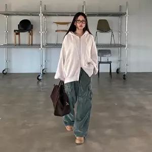 [옷자락]여자 후리스 투웨이 박시 골지 후드 집업