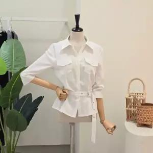 [대구백화점] [4CUS]투포켓 벨티드 카라넥 블라우스(FM6D9BL5381)