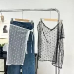 CCK1A84여성 오간자 랩 스타일 시스루 레이어드 스커트