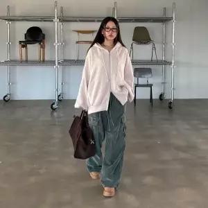 [다잇템]여자 후리스 투웨이 박시 골지 후드 집업