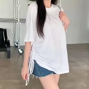 [옷자락]여자 라운드넥 사이드 셔링 스트링 박스티