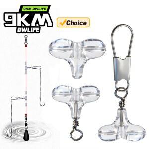 9KM 낚시용 크로스 비즈 스냅 15 30개 T형 투명 비즈 인터락 클립 루어 낚시 리그 커넥터 액세서리