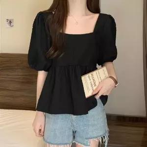 [샵앤] 여성 체형커버 청순 스퀘어넥 퍼프 반팔 블라우스 WON-WBL-WFJL1TV