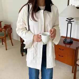 [하프클럽/다잇템]여자 박스핏 트렌치 히든지퍼 카라 자켓