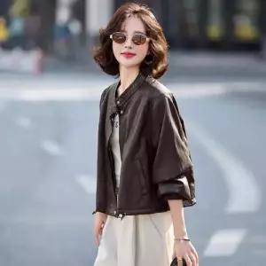 마킷5 여자 빈티지 가을 봄 자켓 고급스런 가죽 쇼트 코트 상의 JEN3