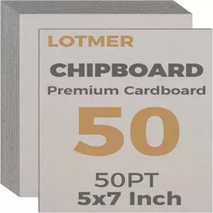 롯데머 50매 5x7 칩보드 판지 50PT-1.3mm 두께의 크래프트 시트 배송 패드 스크랩북 패키징 제본 및 아트