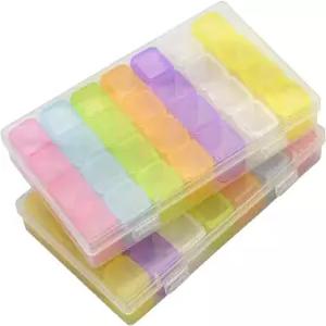 2팩 28 그리드 컬러풀 5D 다이아몬드 페인팅 자수 상자 액세서리 보관 용기 조절 가능한 비드 케이스 196개