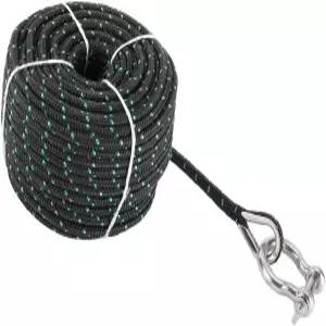 NovelBee 3/16 인치 X 100 피트 더블 브레이드 나일론 앵커 라인(스테인리스 스틸 골무 및 후크 포함)