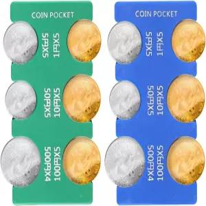 일본 동전 홀더 2개 6개 슬롯이 있는 엔화 정리 하드 케이스 직사각형 디스펜서 플라스틱 분류기 컬렉션