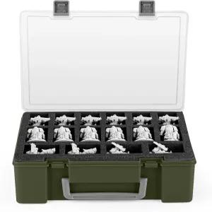 미니어처 수납 피규어 케이스 - 40k DND 등과 호환되는 폼 레이어 2개가 있는 32슬롯 그린1