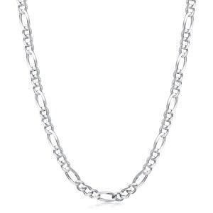 PDTJMTG 925 스털링 실버 피가로 체인 3MM 4MM 5.5MM 이탈리아 다이아몬드 컷 링크 목걸이 남성용 18 20 22 24 26인치 선물